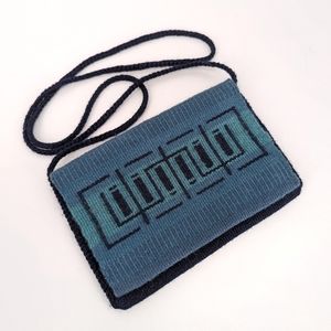 Wool Blue Small Shoulder Crossbody Bag Purse